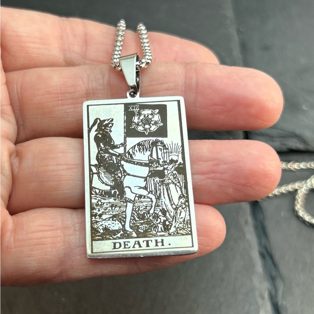 Silver Tarot Card Pendant Necklace